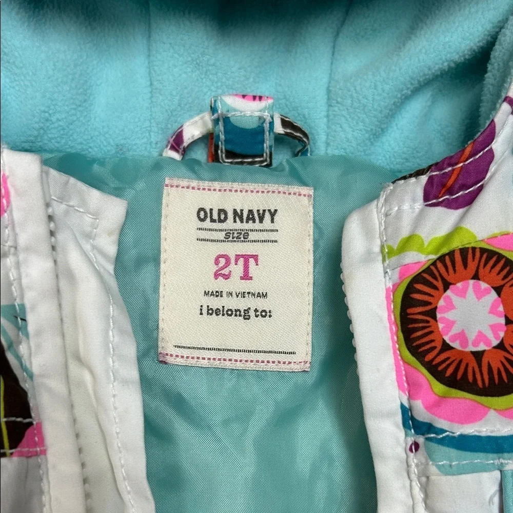 Old Navy Toddler Coat- White with Multicolor Floral